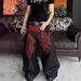 Men's Clothing Men's Casual Wide Leg Trousers Style Embroidered Red Dragon Loose Straight Jeans For Spring And Autumn_mkmklike.com