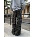 Unisex Camouflage Jeans Retro American Style with Large Pockets Trendy High Street Straight Leg Loose Fit Casual Wide Leg_mkmklike.com