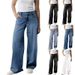 Vintage Washed Women's High-Waisted Straight Leg Jeans – Relaxed Fit, Lightweight Cotton (S-3XL)_mkmklike.com