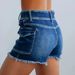 K Women's Fashion New High Waisted Elastic Tassel Denim Shorts_mkmklike.com