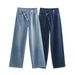 Women's Clothing Autumn New Jeans Retro High Waist Design Straight Wide Leg Pants_mkmklike.com