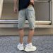 Men's Clothing Summer Mid Length Pants Trendy Brand Patch Hole Five Point Denim Shorts Men Ins Handsome Trendy Half Length Pants Youth Five_mkmklike.com
