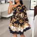 Women's Clothing Printed dress for women with sloping rotator sleeves tucked in_mkmklike.com