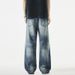 Xintang Men's Loose Straight Leg Jeans High Waist Retro Whiskered Washed Style A-Line Pants New Fashion High Street_mkmklike.com