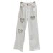 Women Spring And Summer Heart Shaped Hot Diamond New Style Personality Fashionable Wide Leg Straight Leg Floor Length Trousers Jeans_mkmklike.com