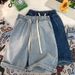 Men's Clothing Elastic Waist Denim Shorts Summer Thin Style Petite Five Point Casual Loose Slimming Straight Leg Student Style_mkmklike.com