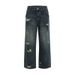 Washed Distressed Cargo Jeans Straight-Leg Men's Street Style American Long Vibe Loose Casual Wide-Leg Dad Pants_mkmklike.com