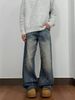 Vintage Washed Denim Jeans – Relaxed Straight-Leg Cleanfit Style For Men & Women_mkmklike.com