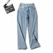 Hot Girl Summer New Fashion Oblique Belt Loose Slim High Waist Wide Leg Straight Jeans Women's Trousers Trend_mkmklike.com