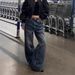 Plus Size High Street Vintage Washed Embroidered Jeans – Relaxed Straight Leg Denim Pants For Women_mkmklike.com