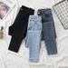 Women's Slim Fit Cropped High Waisted Jeans Korean Style Skinny Pencil Pants Trendy Spring Wear outside New 2026_mkmklike.com