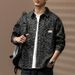Loom European American High-End Jacquard Craft Denim Men, Spring And Autumn Vintage Washed Distressed Turn-Down Collar Casual_mkmklike.com