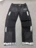 Men's Clothing European And American Men's Y2K Patchwork Painted Hello Hot Transfer Straight Leg Jeans_mkmklike.com
