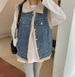Women's Clothing Denim Vest With Sherpa Collar – Sleeveless Oversized Fleece-Lined Jacket For Casual Winter Wear_mkmklike.com