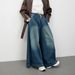 Women's Retro American Wide Leg Jeans Drawstring Loose Casual Pants for Comfortable Fit_mkmklike.com