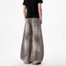 Streetwear Distressed Jeans Vintage Washed Gray Splatter Paint Denim Pants, Loose Straight Cut With Button Fly, Unisex High Street Fashion_mkmklike.com