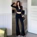 Retro Blue High Waisted Fleece Lined Flared Jeans For Women Warm Slimming Loose Fit Versatile Style Denim Pants_mkmklike.com