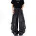 Men's Distressed Wide Leg Cargo Jeans - Heavyweight Denim With Multi-Pocket Design For Urban Streetwear Style_mkmklike.com