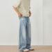 Men's Clothing Retro Washed Light Color Heavyweight Curved Jeans Men's Wear Archer0603 Unisex Versatile Trendy Wide Leg Trousers_mkmklike.com