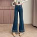 Super Popular Retro Flared Jeans For Women, 2025 Winter, Petite Size, Cropped 7/8 Or 9/10 Length Bell-bottom Pants_mkmklike.com