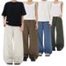 LKTM All Season Pure Cotton Stonewashed Casual Straight Leg Jeans Men Women Vintage Solid Color Loose Fit Long Pants_mkmklike.com