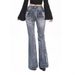 Women's Slim Fit Stretchy Jeans High Street Trendy Embroidered Flared Trousers_mkmklike.com