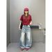ICC Early Spring New Street Style Loose Fit Curved Hem Jeans With Washed Fading And Cat-Eye Effect For Women 10663_mkmklike.com