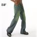 EF JEANS | 2024 New Product, American Retro Street Trend, Green Micro-flared Jeans, Trousers Tide_mkmklike.com