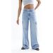 "Women's Oversized Cargo Jeans – High-Waisted Relaxed Fit With Flap Pockets (Streetwear Aesthetic, Unisex Appeal, 90s Retro Revival)"_mkmklike.com