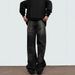 Men's Clothing High Street Washed Black Splatter Paint Jeans Trendy Brand Vibe Retro Style Loose Straight Leg Gathered Design Slimming Trousers_mkmklike.com