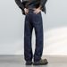 Primary Color Thickened Lyocell Blue Original Cow Black Straight Style Trendy Brand Men's Jeans Mid-waist Trendy Brand Line Design_mkmklike.com