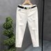 Men's Clothing Distressed White Stretch Jeans For Men & Women - Mid Rise Relaxed Fit Comfortable Slimming Straight Leg Casual Denim Pants_mkmklike.com