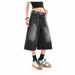 Men's Vintage Washed Denim Shorts Retro High Street Loose Fit Mid-Thigh Cargo in Black Navy Retro Blue_mkmklike.com