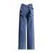 Women's Clothing Fashionable And Elegant Jeans For Women Spring New Bow Stitching Design Slim Fit High Waist Straight Pants_mkmklike.com