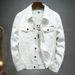 Spring And Autumn White Men's Top Casual Couple Jacket Workwear Denim Japanese Style Trendy Brand_mkmklike.com