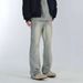 Men's American Style Washed Flared Jeans Loose Fitting Trendy Spring Retro Curved Blade Semi-Elastic Midweight Straight Pants_mkmklike.com