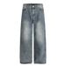 Gypsophila Rhinestone Washed Vintage Denim Straight Pants Loose Casual Men's Street Fashion American Style Wide-Leg_mkmklike.com