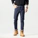 Men's Washed Blue Jeans – Classic Straight Fit With Gothic Letter & Skull Print, Mid-Rise Cotton Denim For Casual Streetwear (28-38)_mkmklike.com