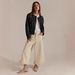 Women's Flared Cropped Lace Trim Denim Jeans - High Waisted Wide Leg Comfort Stretch Pants For Casual Streetwear_mkmklike.com