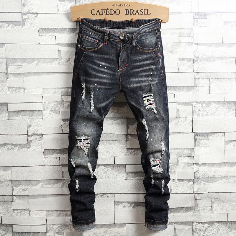 In Stock Jeans Autumn 2024 New Trendy Versatile Stretch Slim Fit Casual Long Pants Men's Style_mkmklike.com