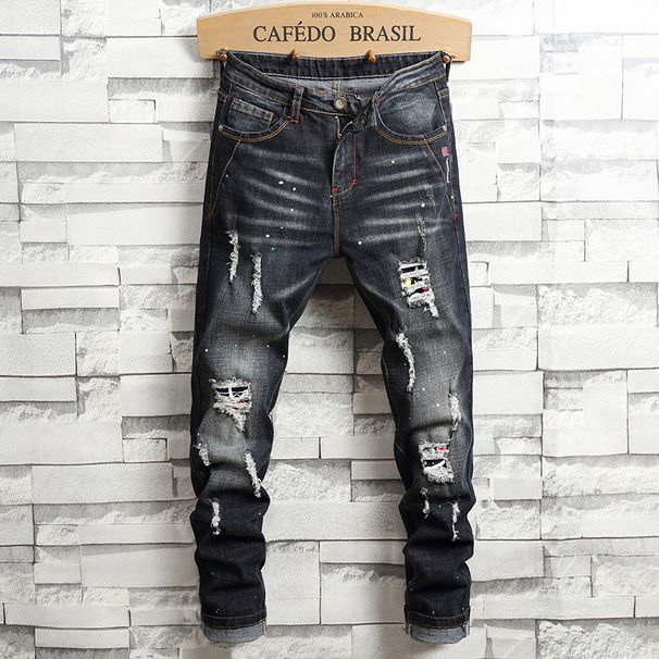 In Stock Jeans Autumn 2024 New Trendy Versatile Stretch Slim Fit Casual Long Pants Men's Style_mkmklike.com