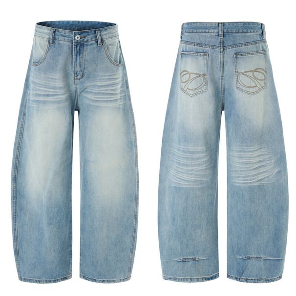 Men's Vintage High Street Distressed Jeans – Retro Straight-Leg Denim Pants With Whiskering (S-2XL)_mkmklike.com