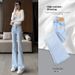 2025 Spring/Summer New Black Flared Pants For Women, Popular High-Waisted Slimming Autumn Petite Micro-Flare Jeans_mkmklike.com
