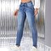 Stretchy Skinny Jeans For Women - High Waist Denim Pants With Comfortable Elasticity, Trendy Washed Blue, Sizes S-XXL_mkmklike.com