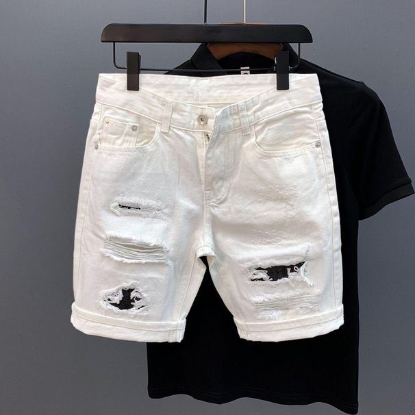 Men's Clothing Denim Shorts Men Ins Trend Summer New Style Scratched Casual Non Elastic Shorts_mkmklike.com