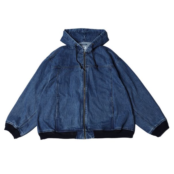 Men's Clothing Brand Heavy High Weight Washed Hooded Denim Jacket Men's Loose Retro Casual Men's Zipper Jacket_mkmklike.com