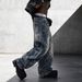 Men's Clothing Men's Distressed Washed Jeans – Oversized Straight-Leg Denim Pants With Hand-Painted Details (Low-Rise, Non-Stretch, S-3XL)_mkmklike.com