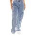 Cross-border European And American Women's Jeans 2023 New Multi-pocket High-waisted Elastic Waistband Cargo Pants_mkmklike.com