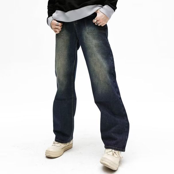 Nordmann American Retro Washed Jeans For Men Loose Straight Workwear Autumn Winter Trendy Brand Cool Versatile Casual Pants_mkmklike.com