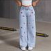 Summer Korean Style Retro Women's Jeans Loose Fit Slimming Wide Leg Floor Length Pants Solid Color England Style Fashion_mkmklike.com